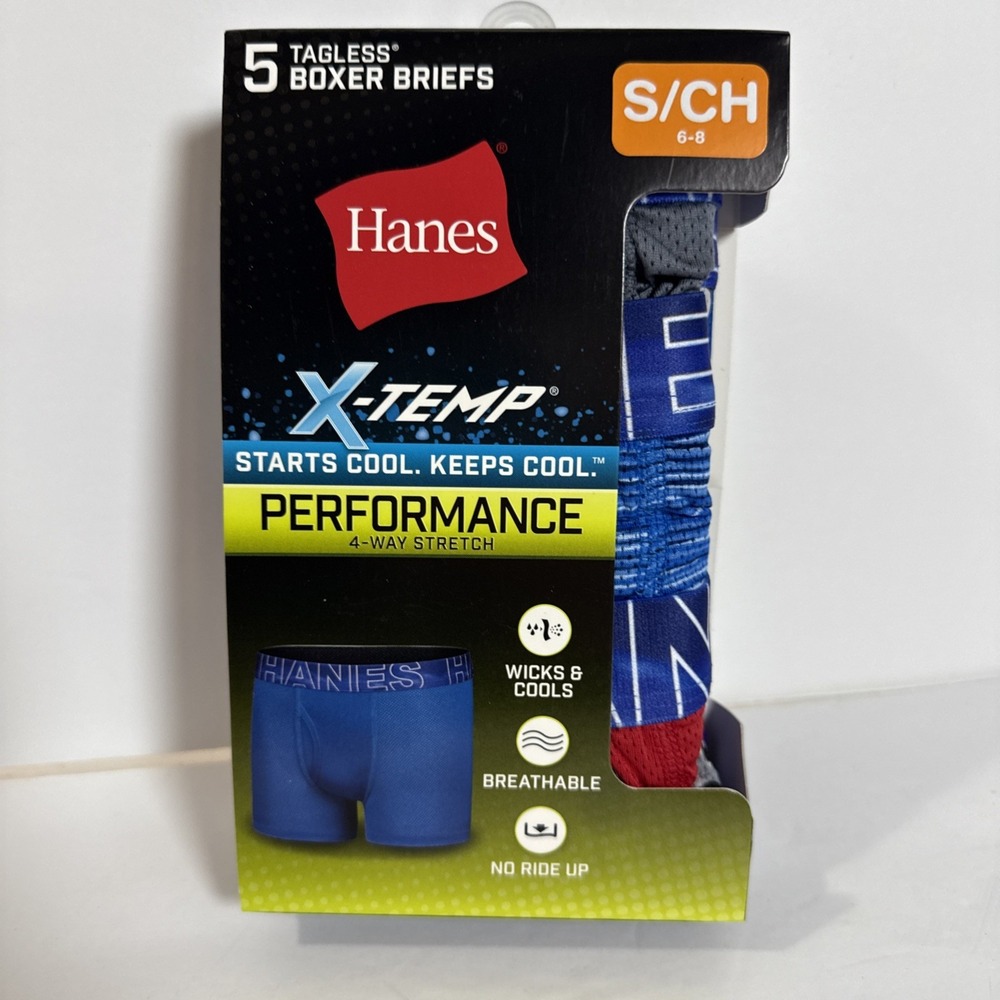 Hanes Boys' Mesh Stretch X-Temp Tagless Boxer Briefs 5 Pack Size Small 6-8 - Picture 1 of 3